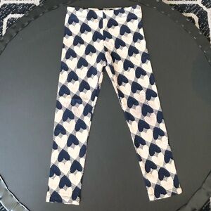 Crewcuts leggings with white and blue hearts (girls size 4)